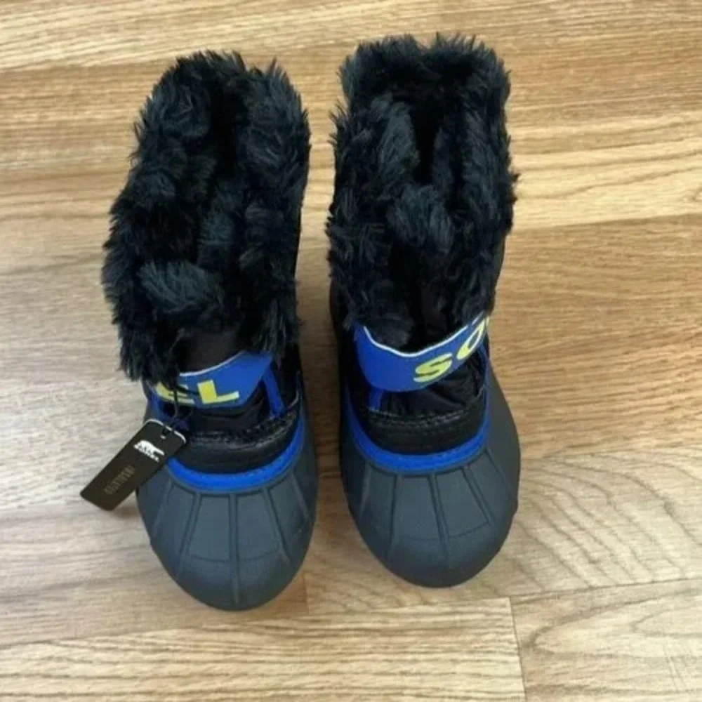 Sorel Childrens Snow Commander Winter Boots Little Kids Size‎ 10 Black/Blue NEW